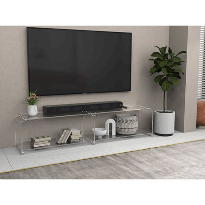 Clear Lucite Acrylic Wide TV Stand Entertainment Console