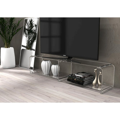 Clear Lucite Acrylic Wide TV Stand Entertainment Console