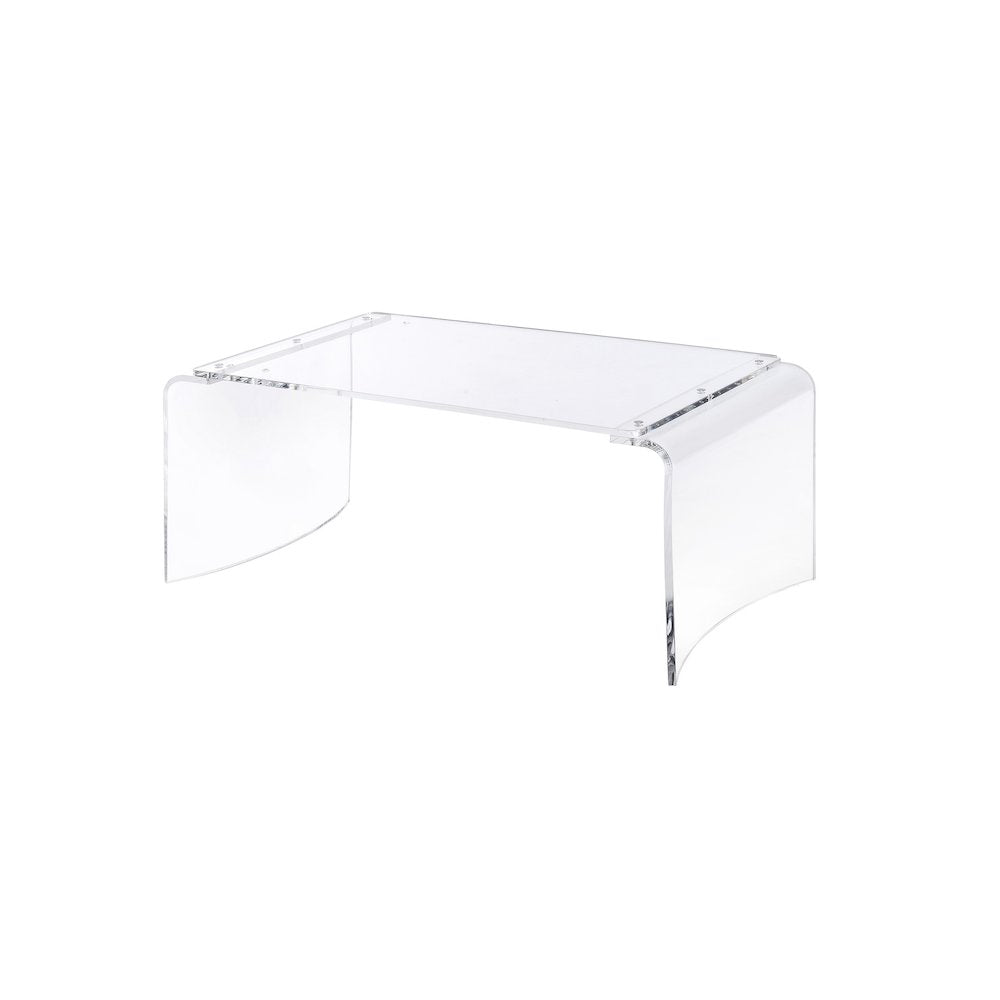 Clear Lucite Acrylic Wide Rectangular Coffee Table