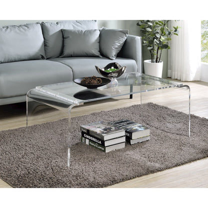 Clear Lucite Acrylic Wide Rectangular Coffee Table