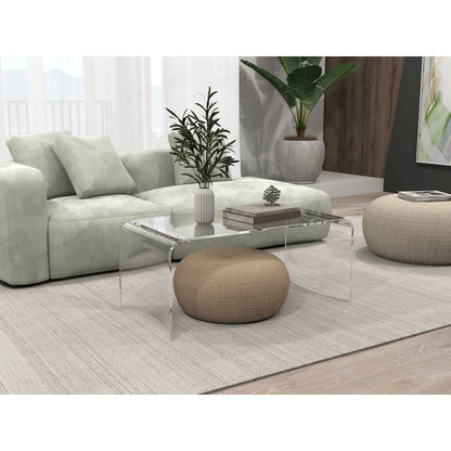 Clear Lucite Acrylic Wide Rectangular Coffee Table