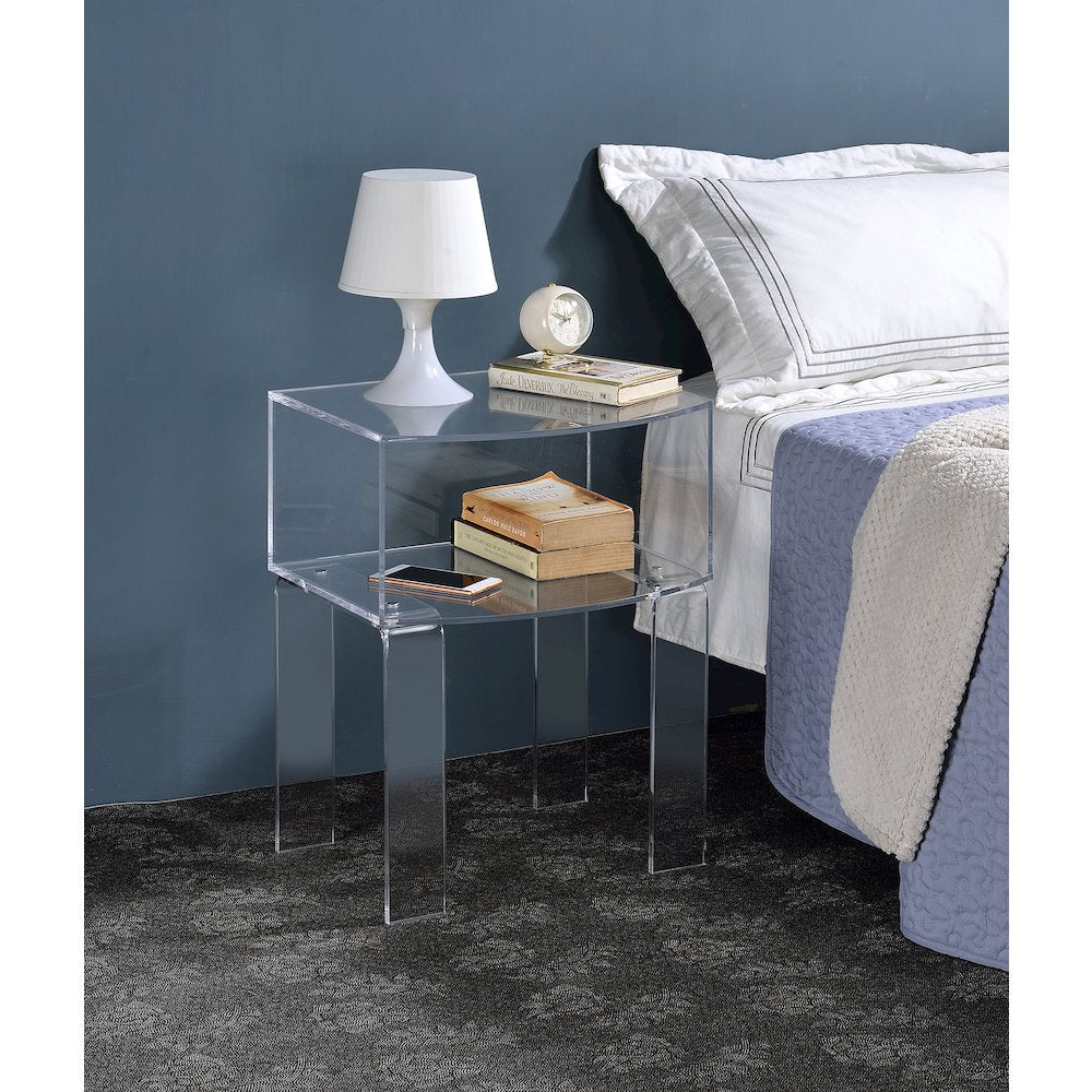 Clear Lucite Acrylic Modern Open End Table Side Accent