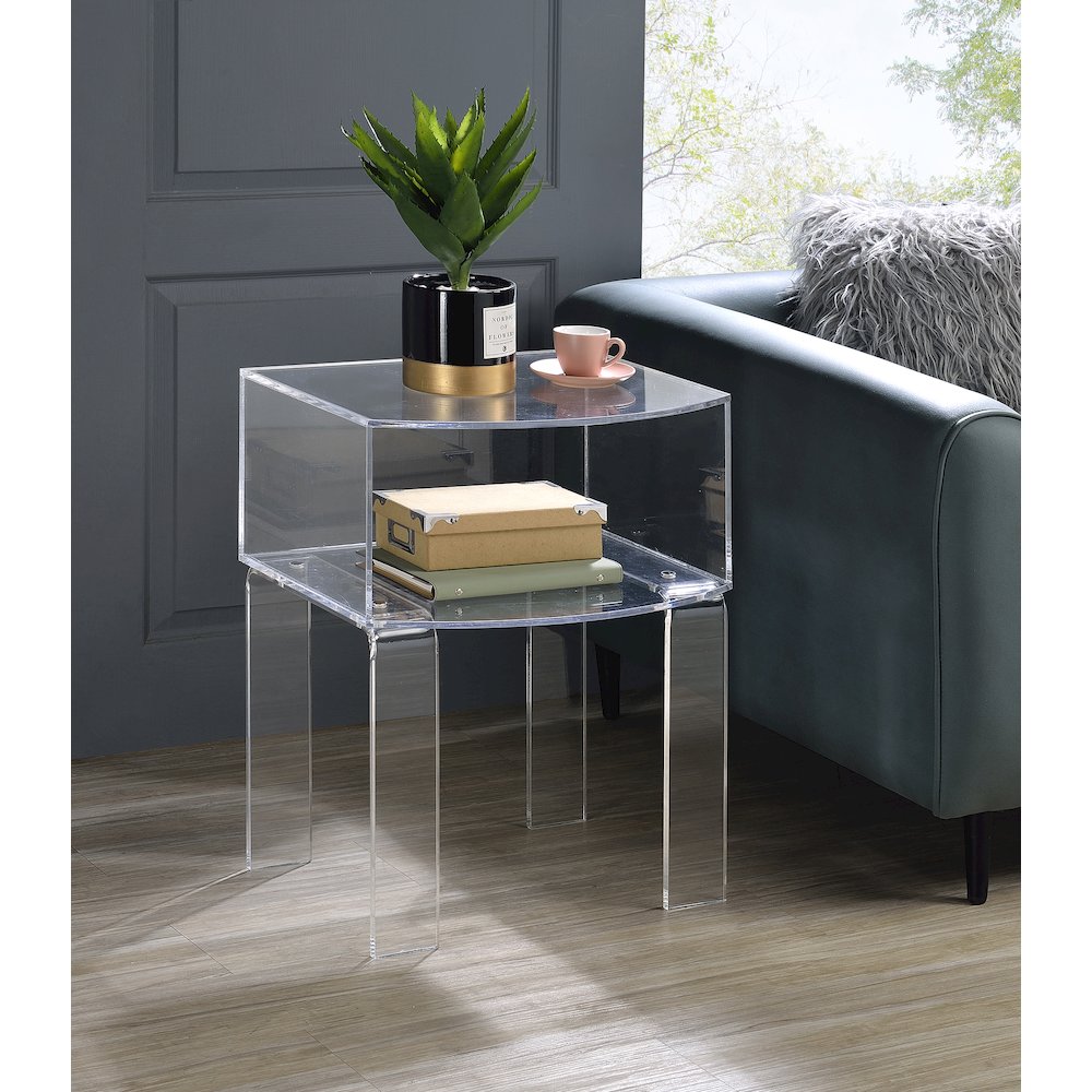 Clear Lucite Acrylic Modern Open End Table Side Accent