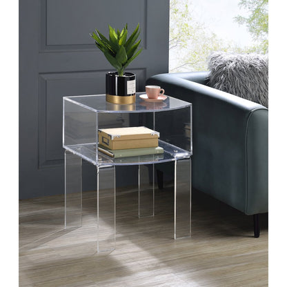 Clear Lucite Acrylic Modern Open End Table Side Accent