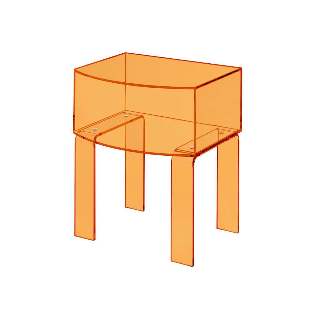 Orange Lucite Acrylic End Table Color Accent Piece