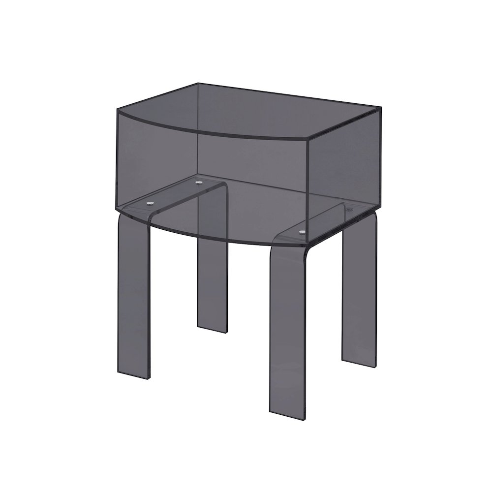 Smoke Gray Lucite Acrylic End Table Translucent Side