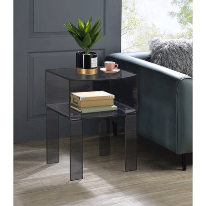 Smoke Gray Lucite Acrylic End Table Translucent Side