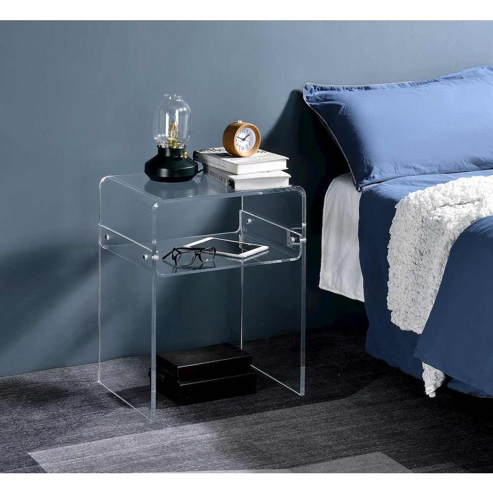 Clear Acrylic Lucite Open End Table Side Accent Piece