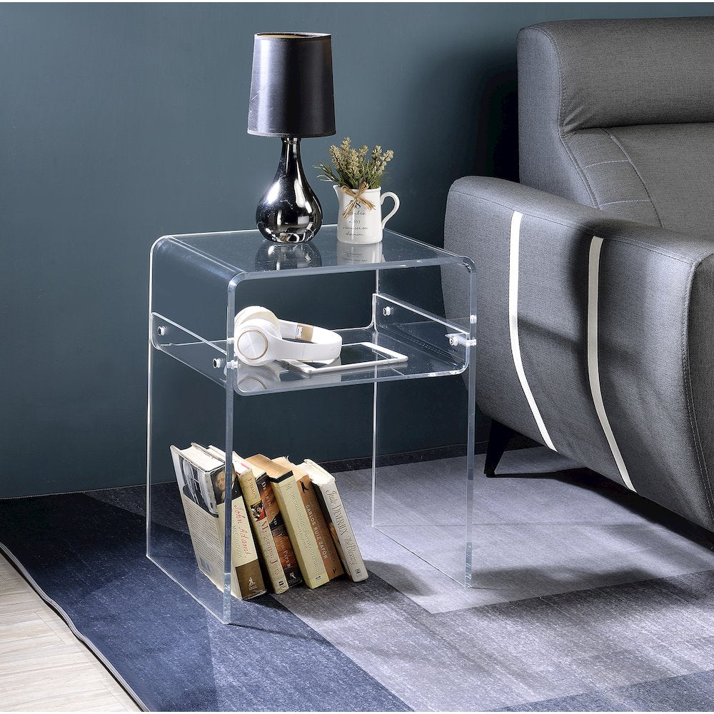 Clear Acrylic Lucite Open End Table Side Accent Piece