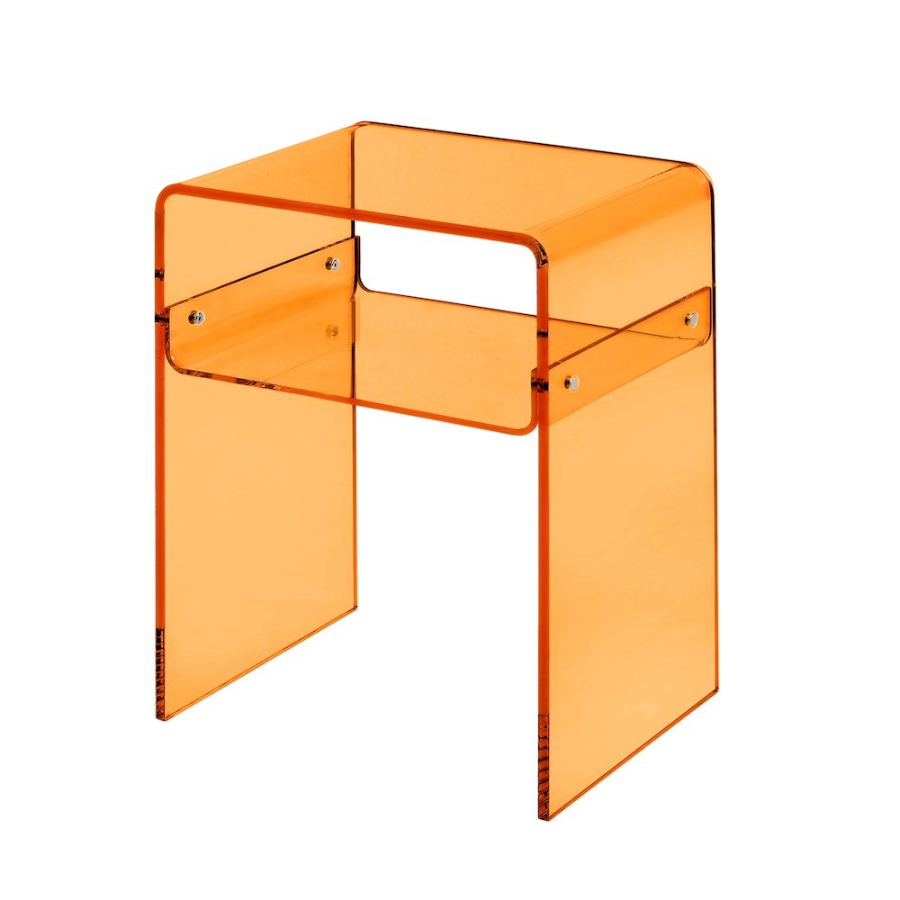 Orange Acrylic End Table Vivid Bold Lucite Side Accent