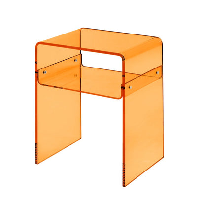 Orange Acrylic End Table Vivid Bold Lucite Side Accent