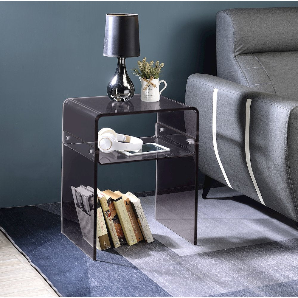 Smoke Black Lucite Acrylic End Table Dark Side Accent