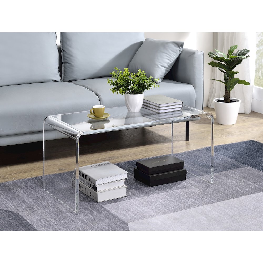 Clear Acrylic Molded Ghost Coffee Table Lucite Modern