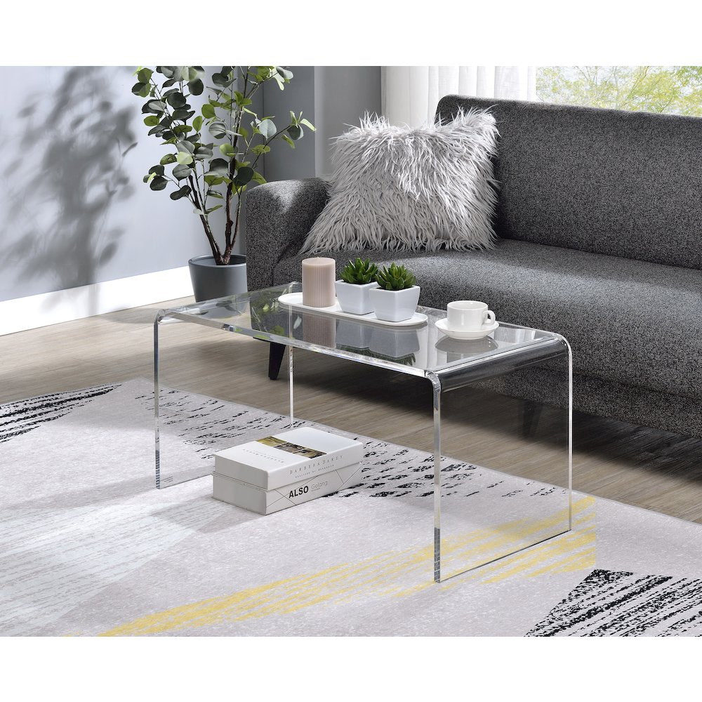 Clear Acrylic Molded Ghost Coffee Table Lucite Modern