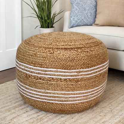 Jute Cotton Braided Pouf