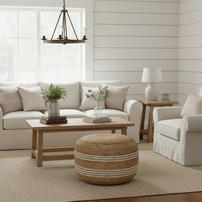 Jute Cotton Braided Pouf