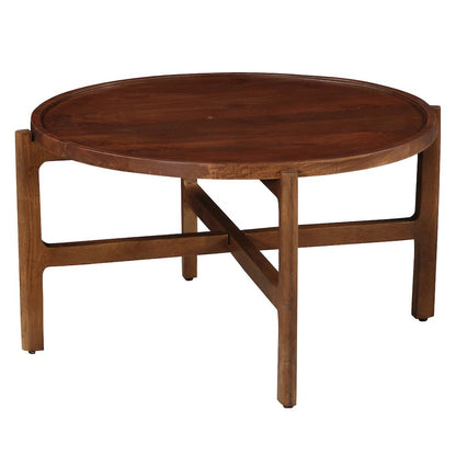 Brown Solid Mango Wood Square Low Profile Coffee Table