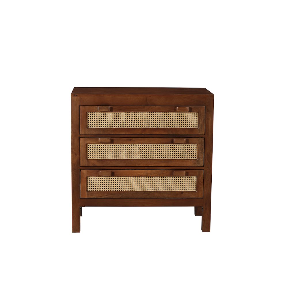 Brown Solid Natural Mango Wood Three-Drawer Sideboard