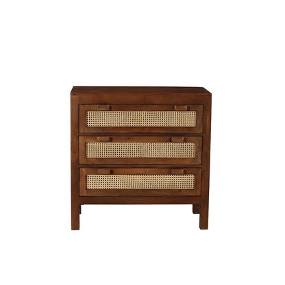 Brown Solid Natural Mango Wood Three-Drawer Sideboard