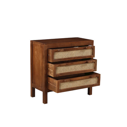 Brown Solid Natural Mango Wood Three-Drawer Sideboard