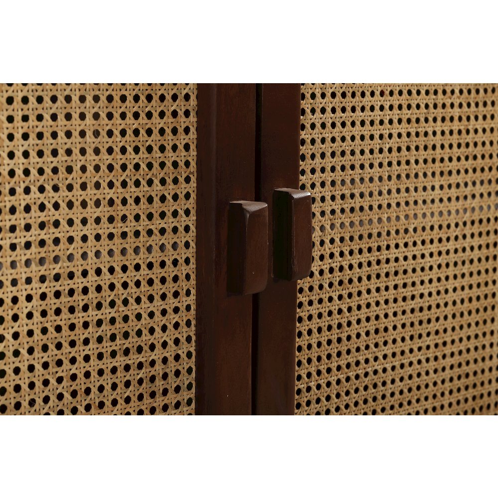 Brown Solid Natural Mango Wood Two-Door Sideboard Cabinet