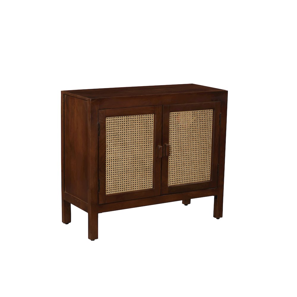 Brown Solid Natural Mango Wood Two-Door Sideboard Cabinet