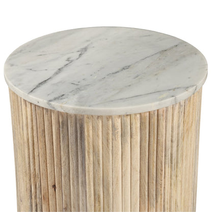 Marble and Mango Wood Accent Table