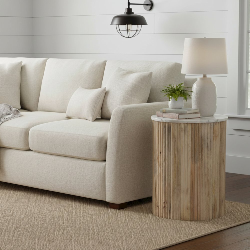 Marble and Mango Wood Accent Table