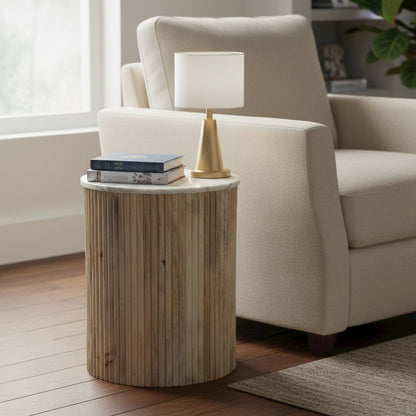Marble and Mango Wood Accent Table