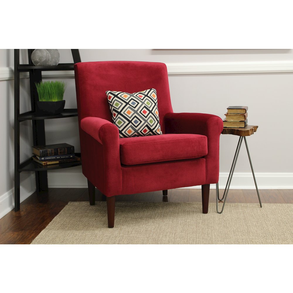 Ellis Rolled Arm Lounge Chair - Red
