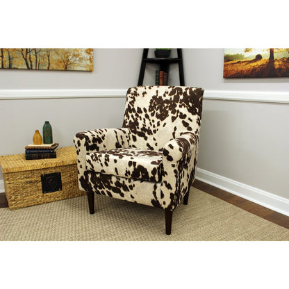 Ellis Rolled Arm Lounge Chair - Cowhide Brown