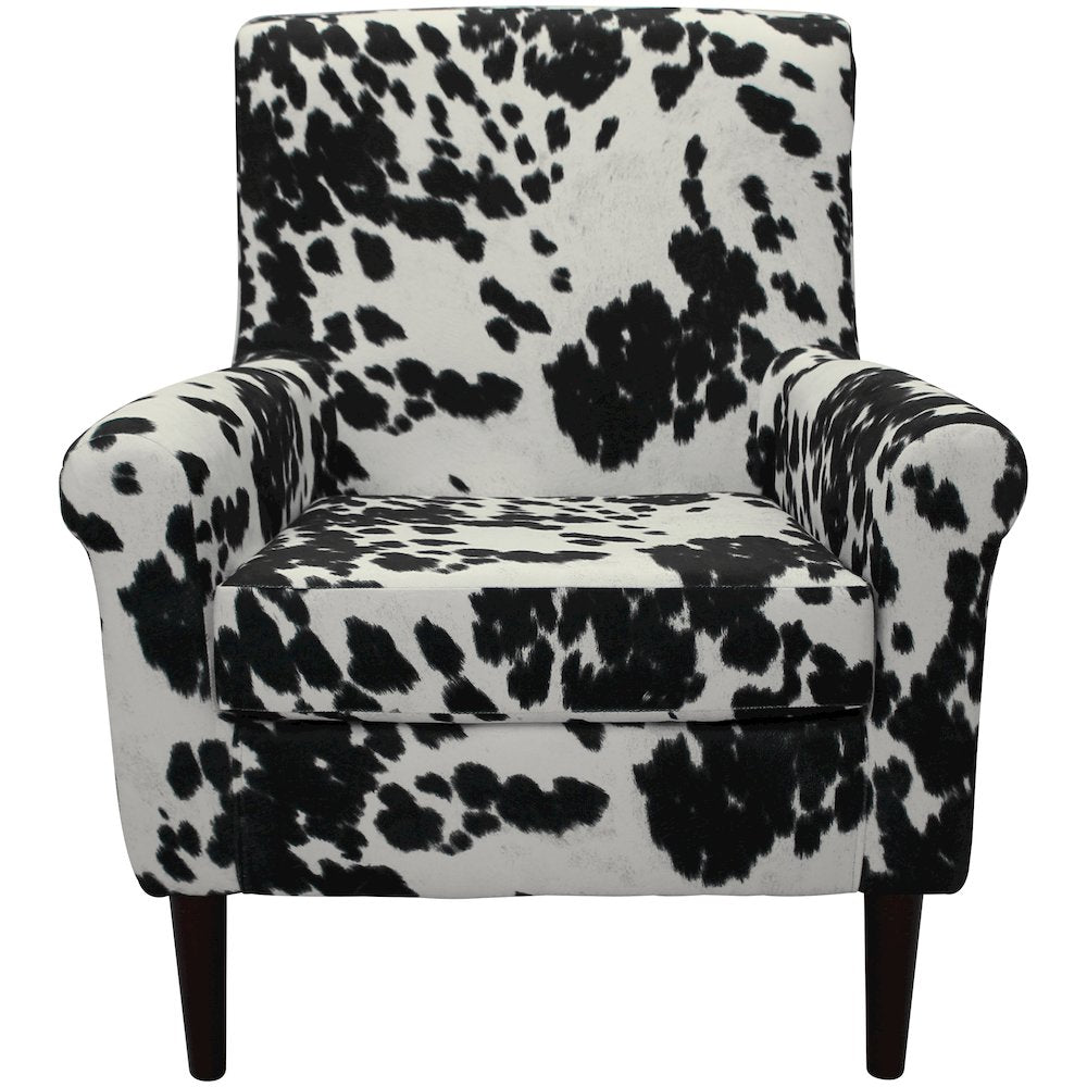 Ellis Rolled Arm Lounge Chair - Cowhide Black