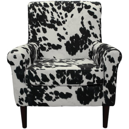 Ellis Rolled Arm Lounge Chair - Cowhide Black