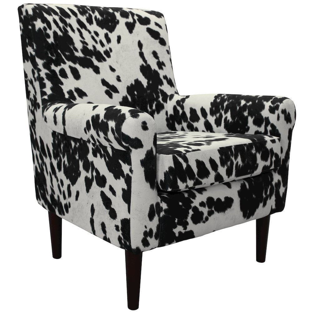 Ellis Rolled Arm Lounge Chair - Cowhide Black