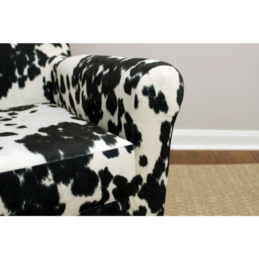 Ellis Rolled Arm Lounge Chair - Cowhide Black