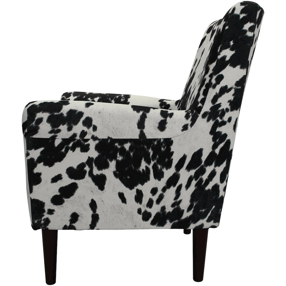 Ellis Rolled Arm Lounge Chair - Cowhide Black