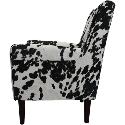 Ellis Rolled Arm Lounge Chair - Cowhide Black