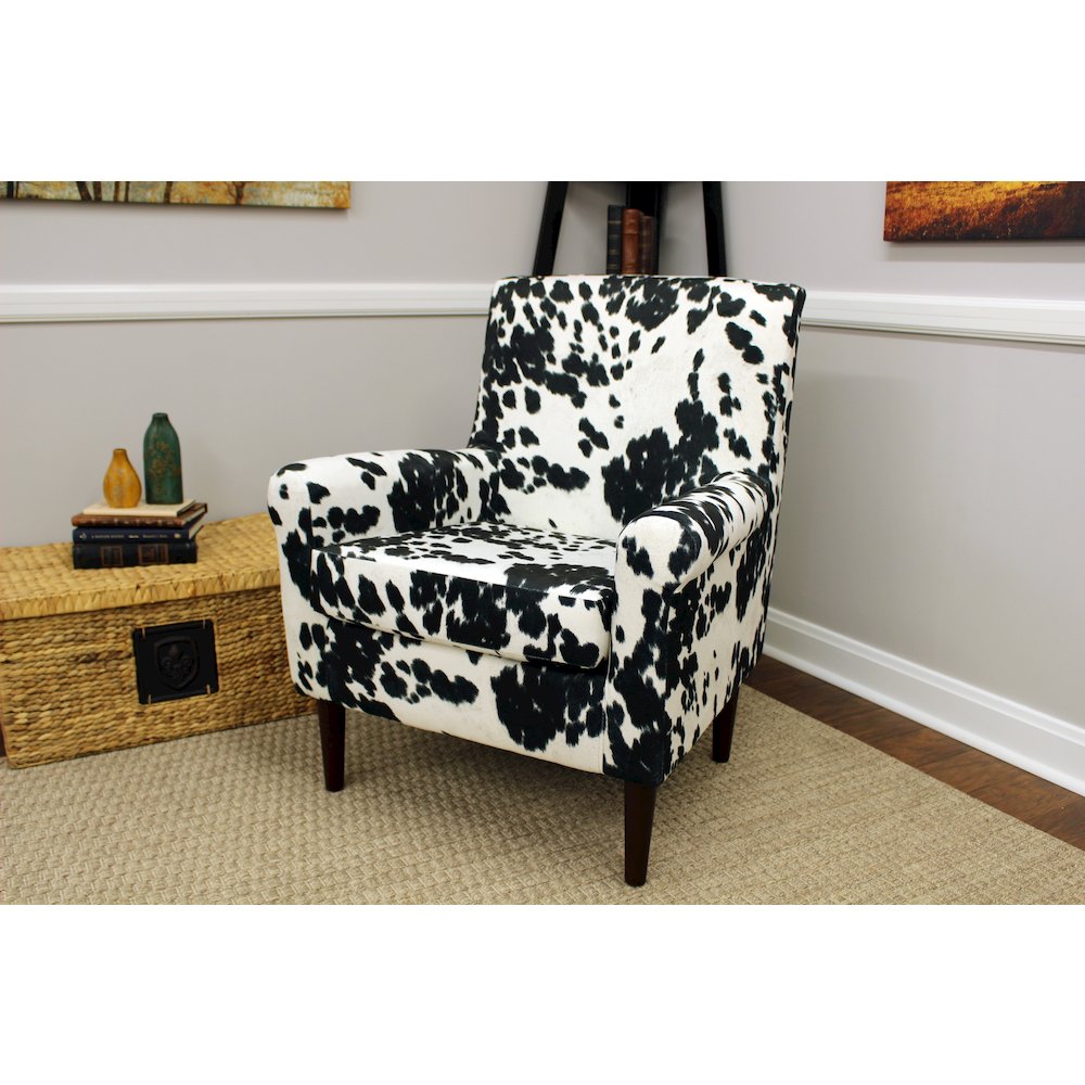 Ellis Rolled Arm Lounge Chair - Cowhide Black