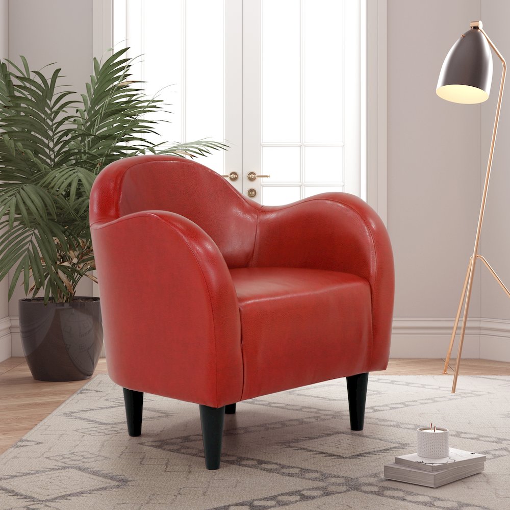 Julian Mid Century Arm Chair - Leatherette Red