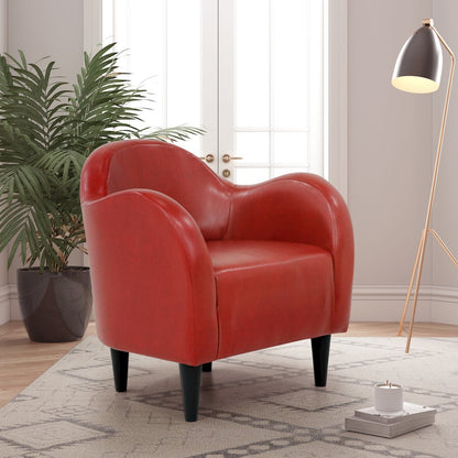 Julian Mid Century Arm Chair - Leatherette Red