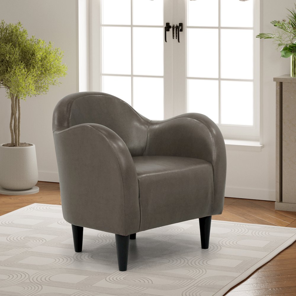 Julian Mid Century Arm Chair - Leatherette Charcoal