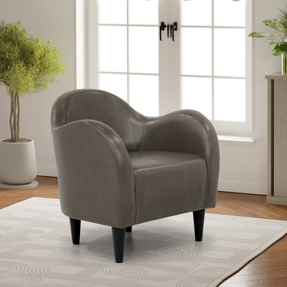 Julian Mid Century Arm Chair - Leatherette Charcoal