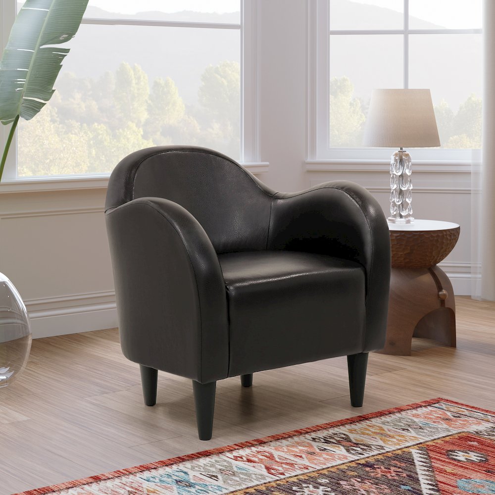 Julian Mid Century Arm Chair - Leatherette Black