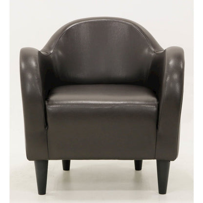 Julian Mid Century Arm Chair - Leatherette Brown