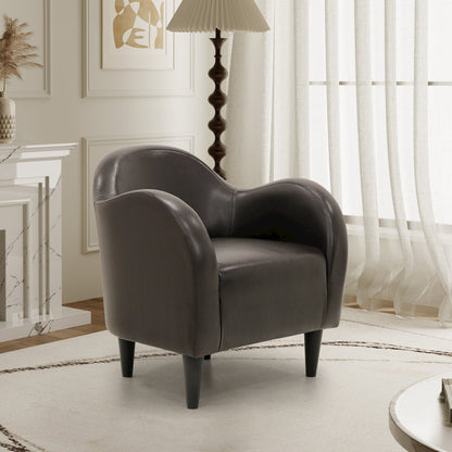 Julian Mid Century Arm Chair - Leatherette Brown