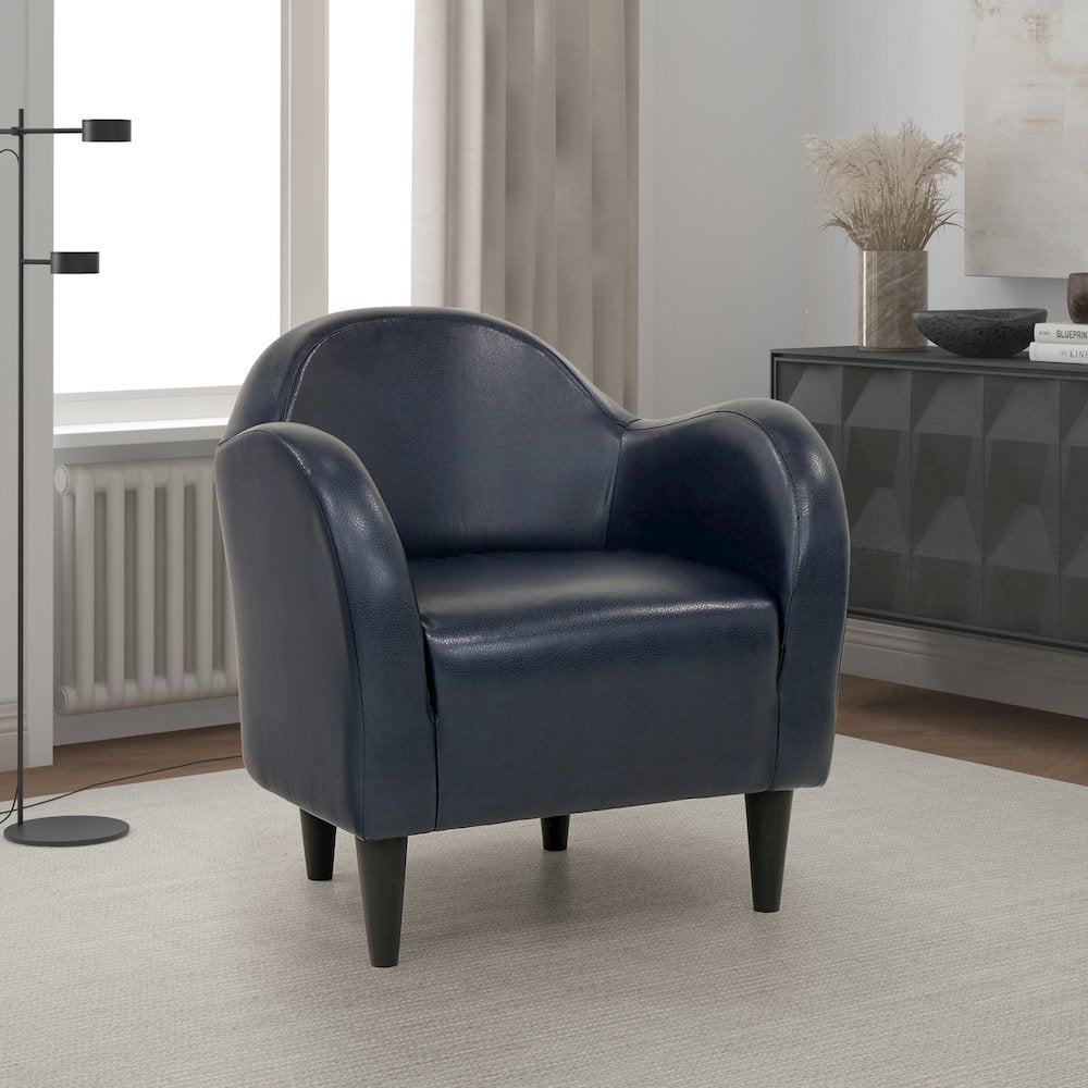 Julian Mid Century Arm Chair - Leatherette Peacock