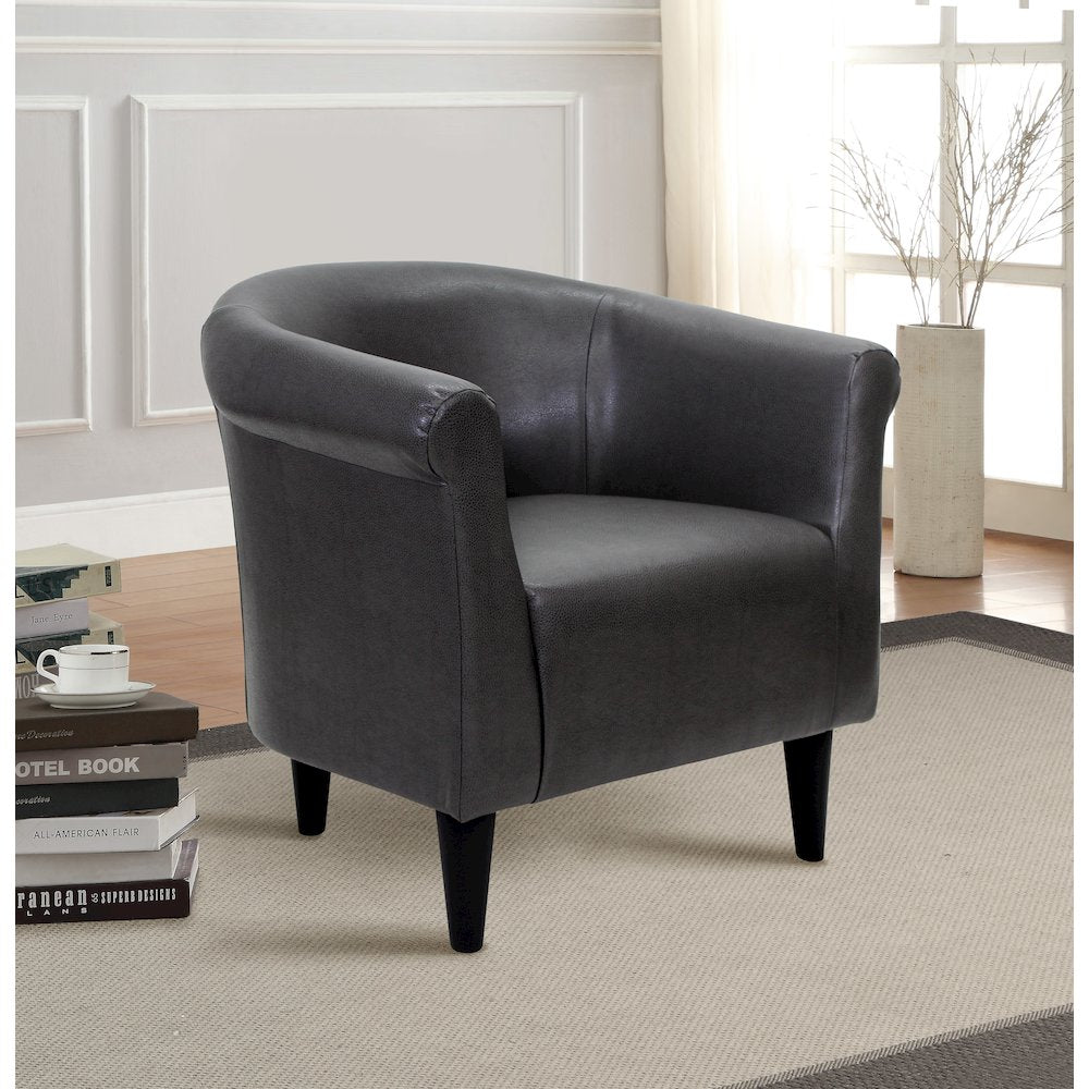 Savannah Club Chair - Leatherette Carbon