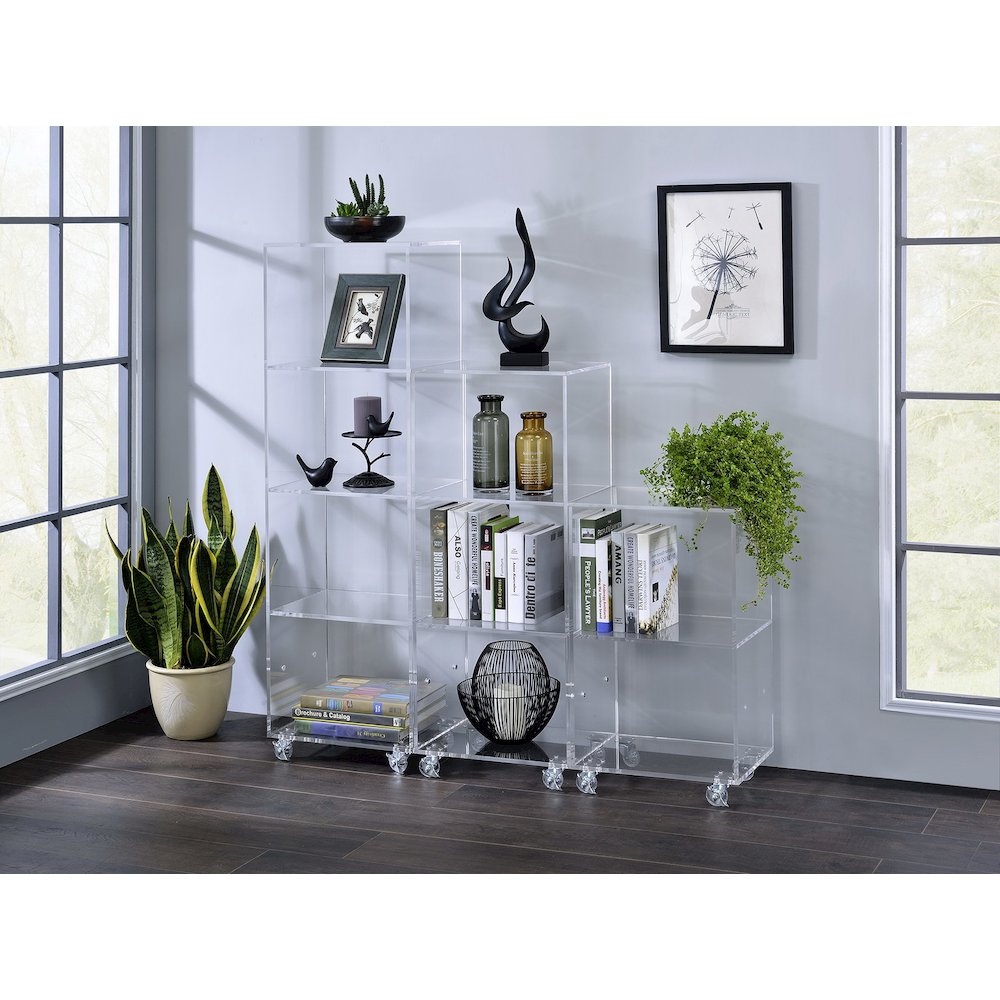 Clear Lucite Acrylic 2-Tier Compact Display Bookshelf