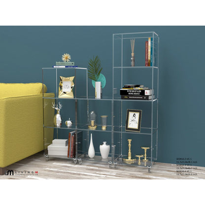 Clear Lucite Acrylic 2-Tier Compact Display Bookshelf