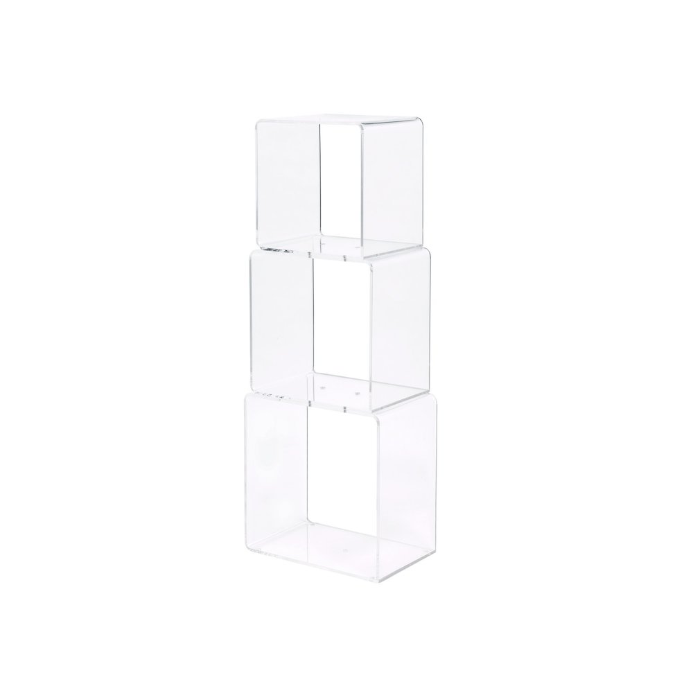 Clear Lucite Acrylic Tall 3-Tier Open Tower Bookshelf